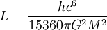 L=\frac{\hbar c^6}{15360\pi G^2M^2}